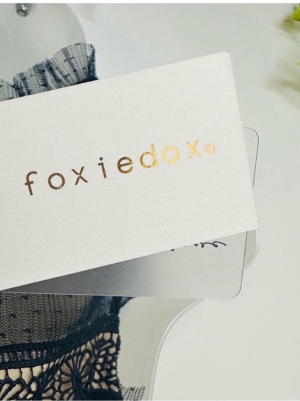 Foxiedox by Anthropologie size XS navy blue with nude liner, lace detailing, NEW - Picture 7 of 7